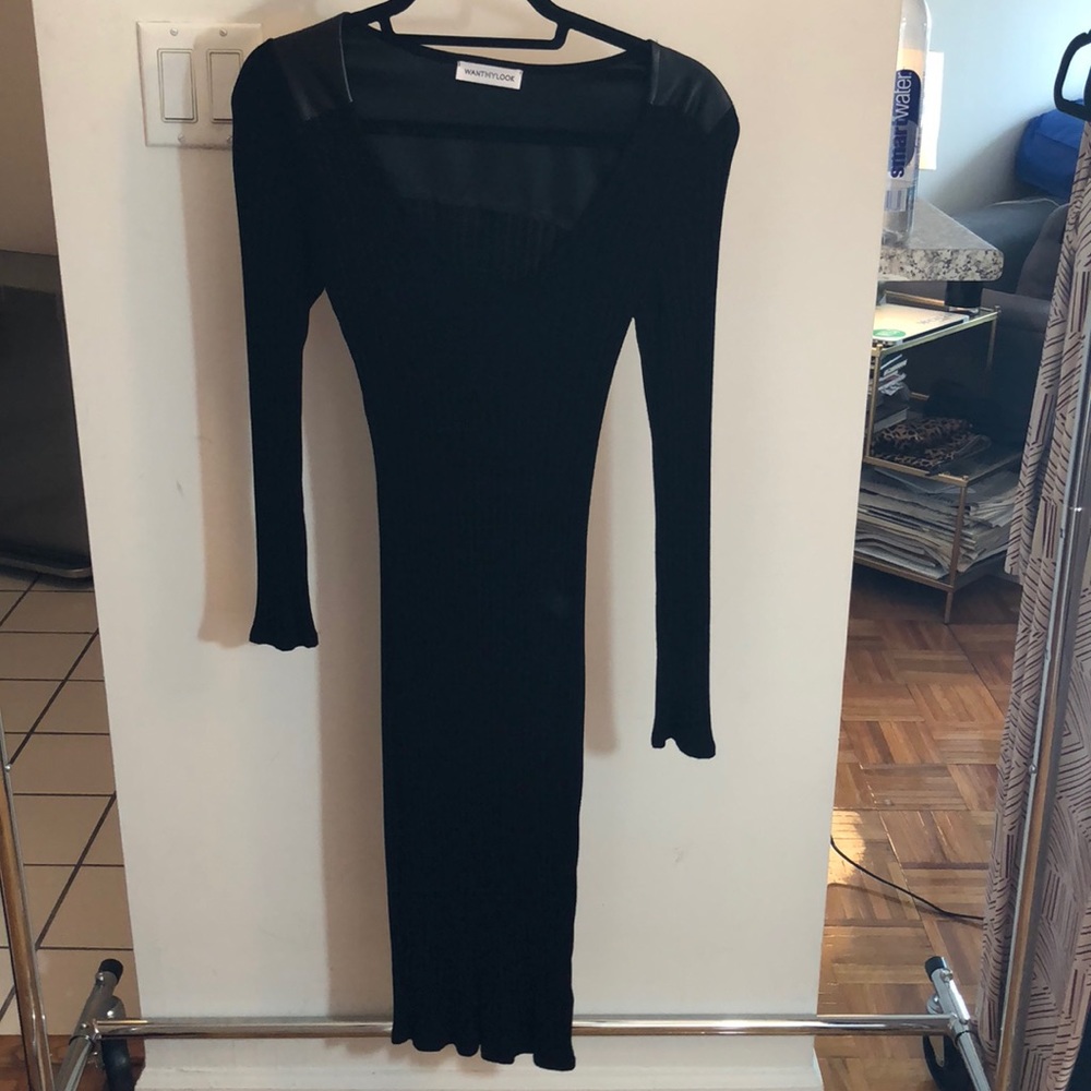 Black bodycon sweater dress